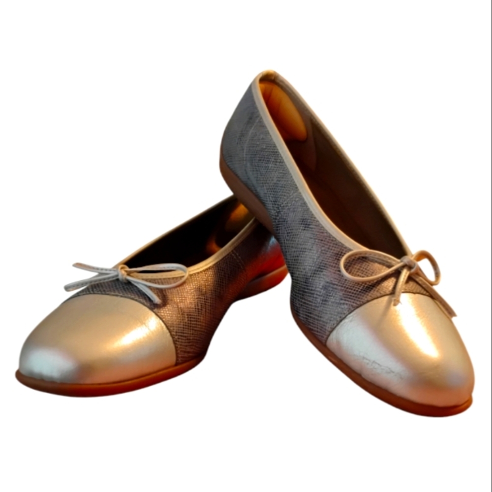 Ara Blue/Silver Ballet Flats